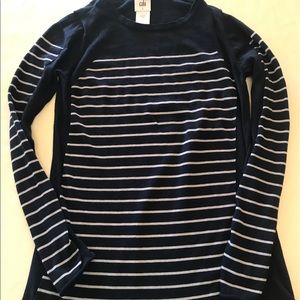 CAbi navy and white lightweight long sleeve sweater
